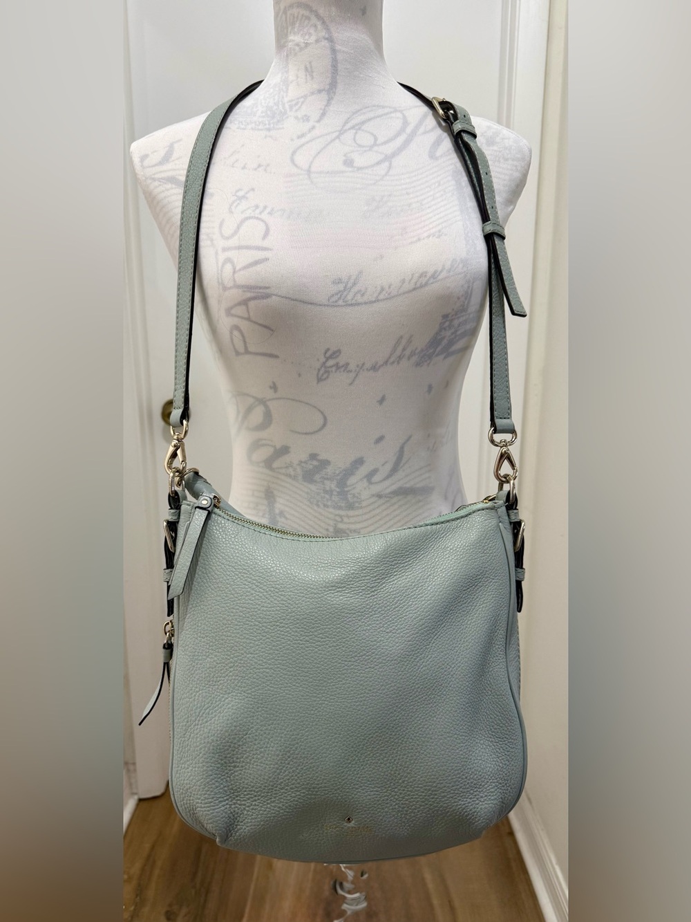 KATE SPADE Leather Cobble Hill Expandable Ella Crossbody/Shoulder bag Mint Green - Picture 5 of 16